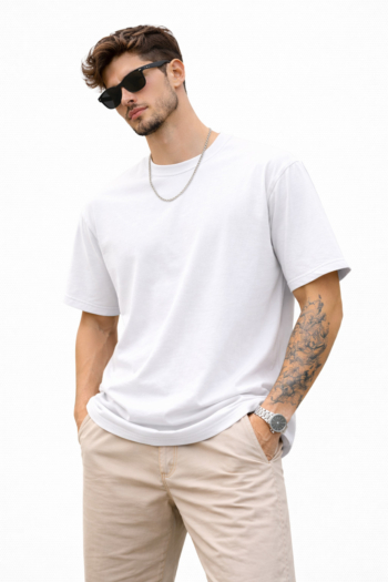 Premium 100% cotton round neck t-shirt by Slackroid Marketplace, made with 220 GSM fabric for a perfect balance of comfort, durability, and everyday style.